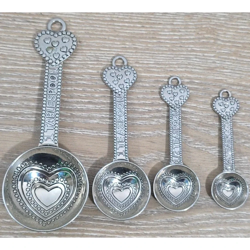 Heart Themed 4 Piece‎ Measuring Spoon Set 1 TBLS, 1 TSP, 1/2 TSP, 1/4 TSP